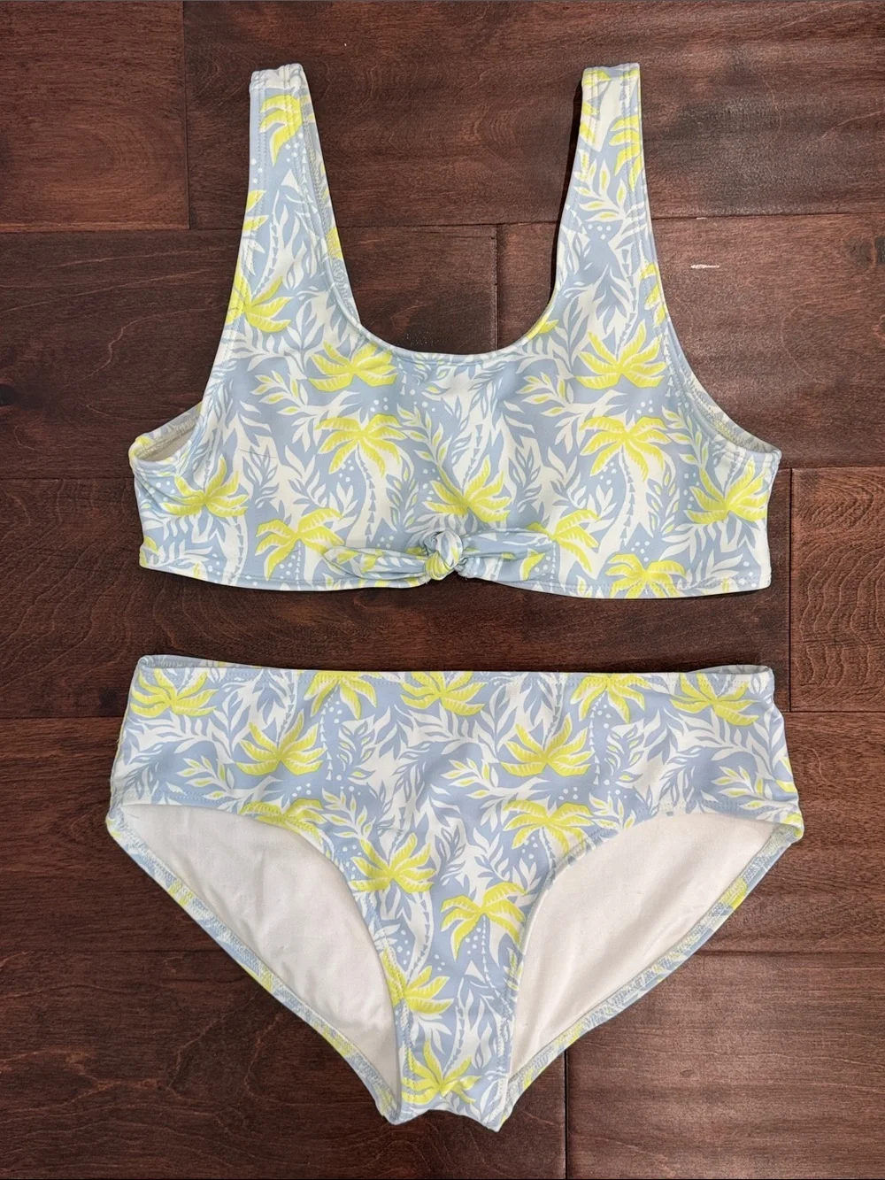 Old Navy Girls 3-piece Swimsuit Bathing Suit Bikini Set Tropical Palm Tree Print